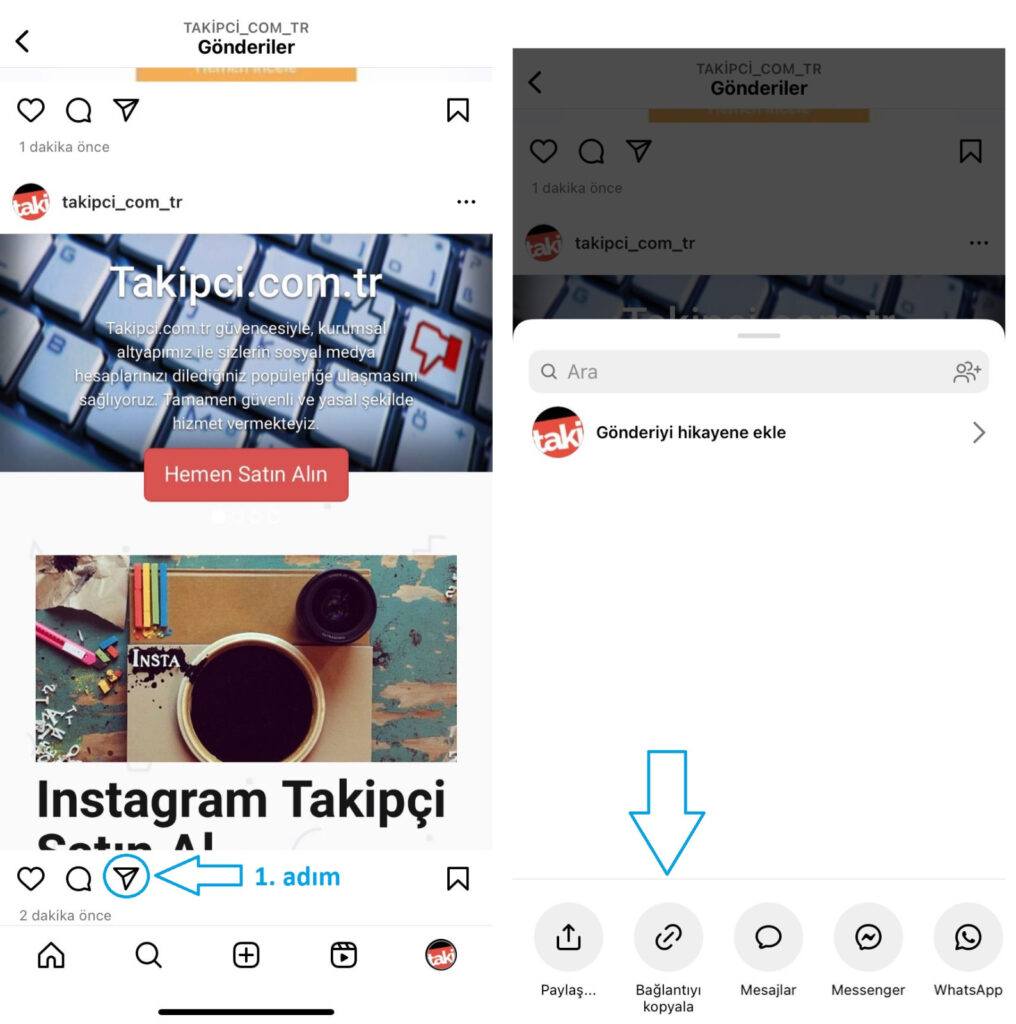 instagram bağlantı kopyala